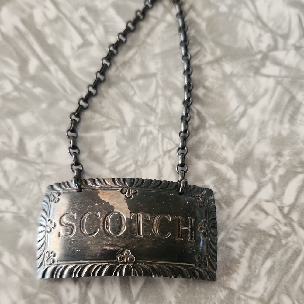 Vintage Silver Scotch Label Tag